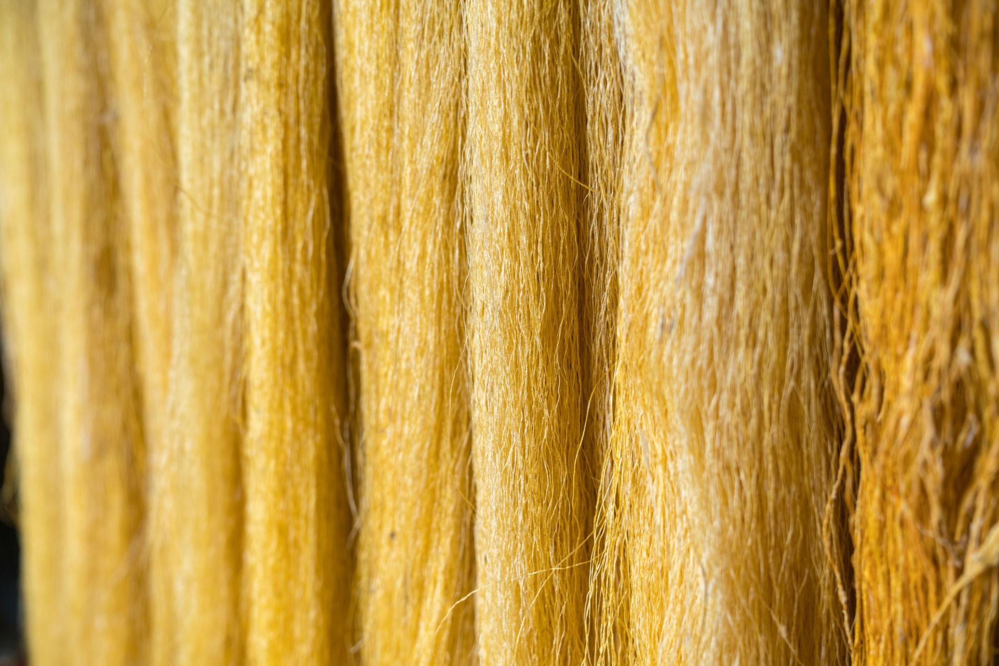 Silk material prepared for traditional weaving